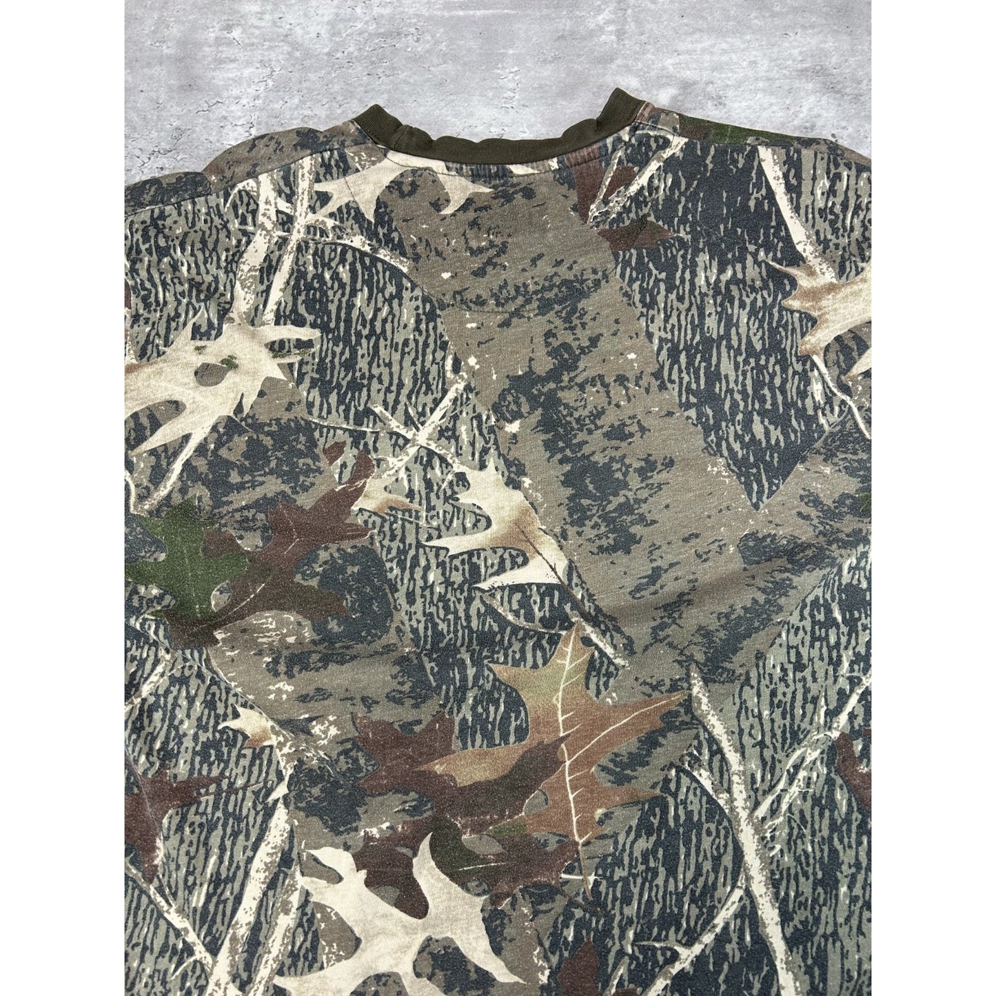 Vintage Old Mill Tree Camo Pocket Long Sleeve Hunting T-Shirt Size XL