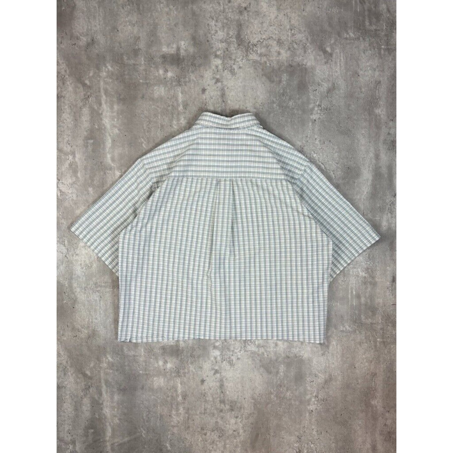 Vintage Consensus Plaid Short Sleeve Cropped Button Up Shirt Size Large