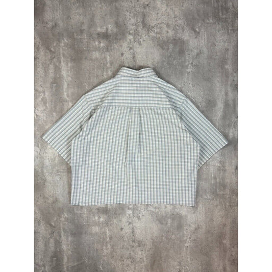 Vintage Consensus Plaid Short Sleeve Cropped Button Up Shirt Size Large