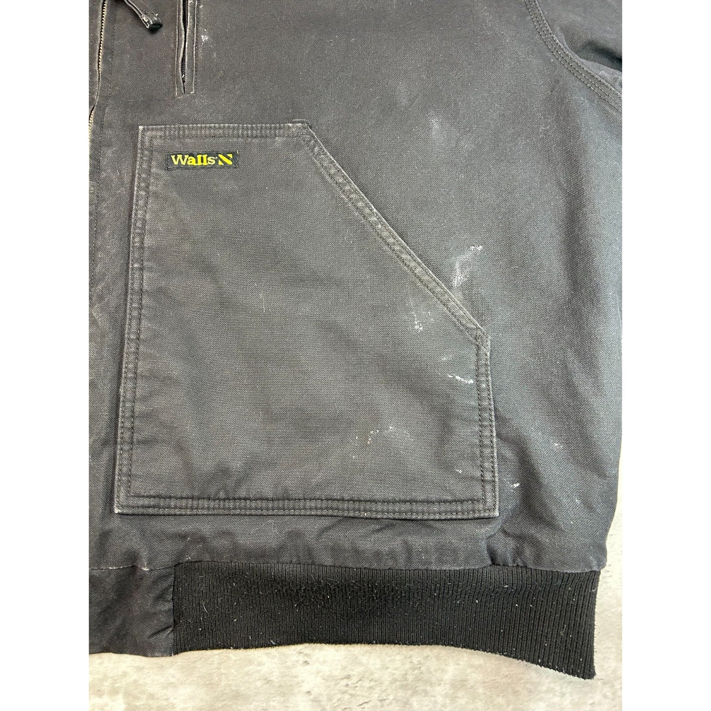 Vintage Walls Canvas Insulated Workwear Hooded Bomber Jacket Size XXXL Black