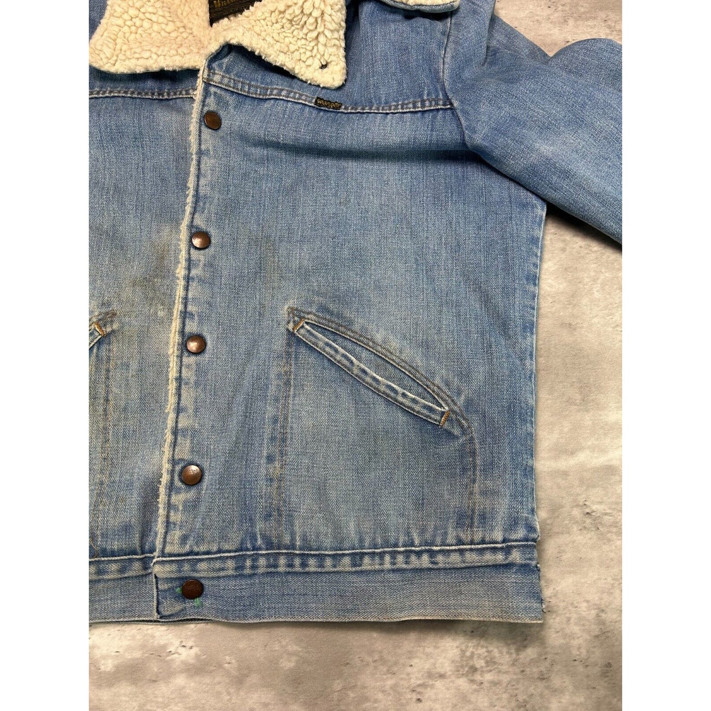 Vintage 60s Wrangler Wrange Sherpa Lined Denim Workwear Jacket Size Medium