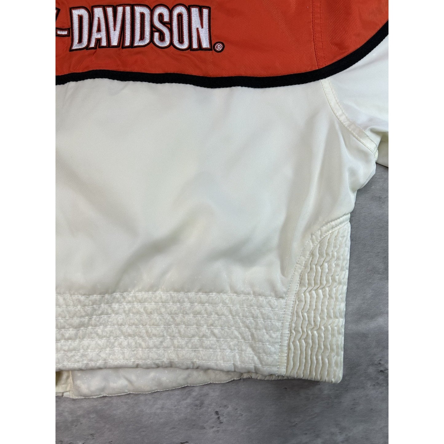 Vintage Womens Harley Davidson Embroidered Logo Full Zip Cafe Racer Jacket Large