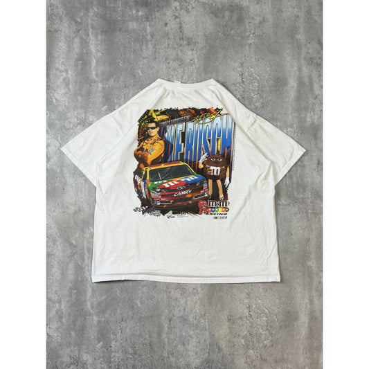 Vintage Kyle Busch #18 M&M Racing Nascar Graphic T-Shirt Size 2XL White
