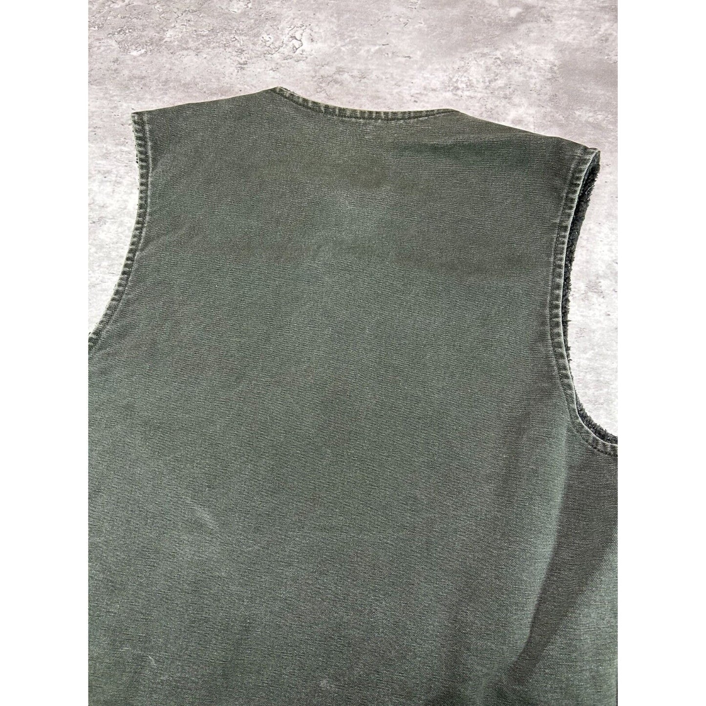 Vintage 90s Carhartt Fleece Lined Canvas Workwear Vest Jacket Size Large Green