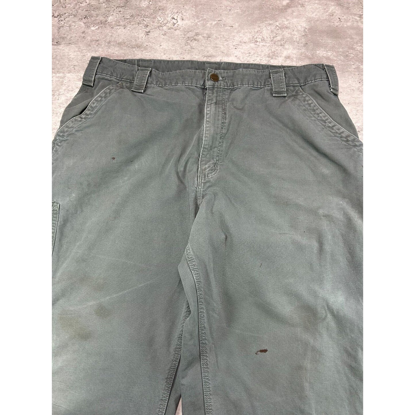 Carhartt Dungaree Fit Canvas Workwear Carpenter Pants Size 39 Gray