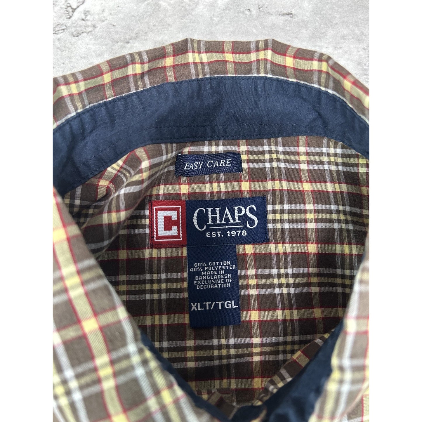 Vintage Chaps Ralph Lauren Plaid Print Reworked Cropped Button Up Shirt Sz XL