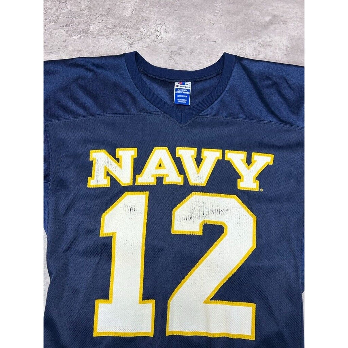 Vintage 1990s US Navy Collegiate Champion Football Jersey Size Medium Blue
