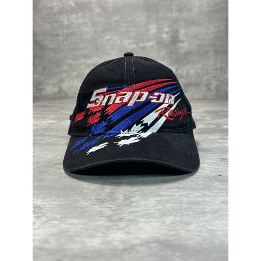 Vintage Snap-On Racing Embroidered Spellout Logo Strapback Hat OSFA Black