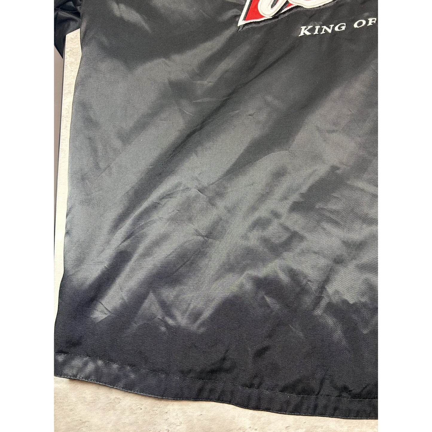 Vintage Nascar Budweiser King Of Beers Embroidered Racing Jacket Size 3XL Black