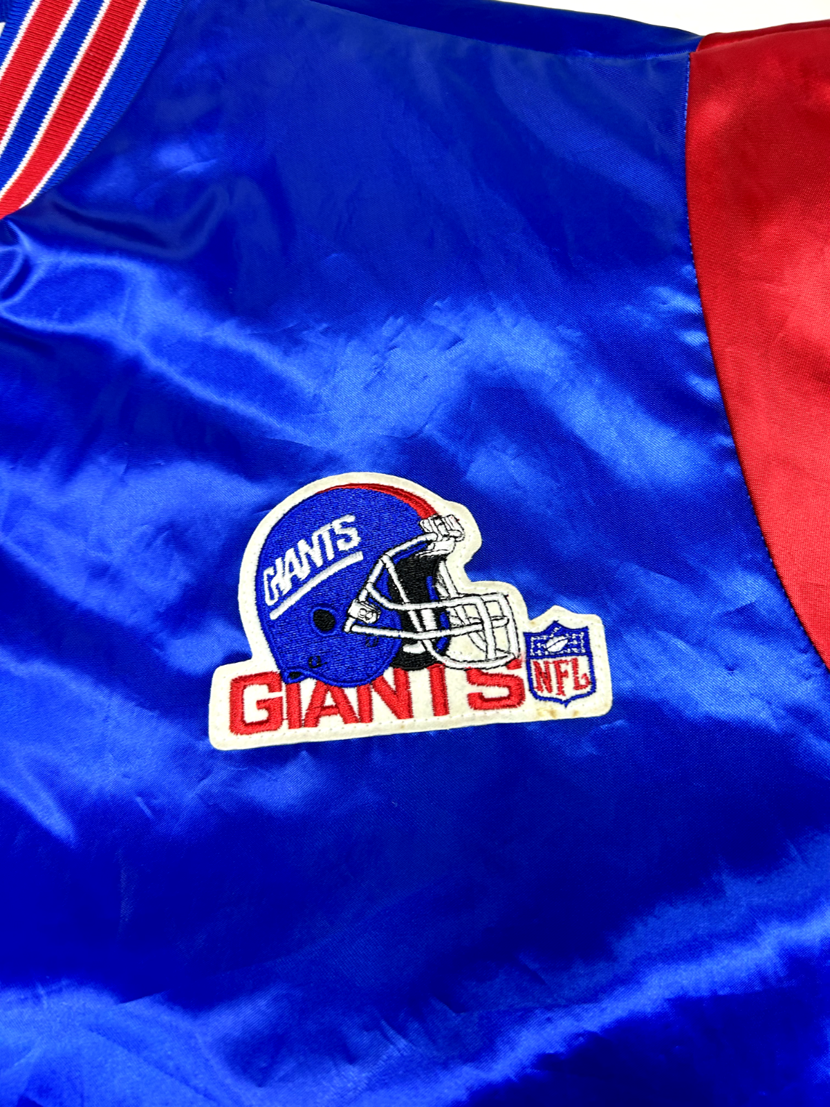Vintage 80s New York Giants NFL Satin Varsity Bomber Football Jacket Size XL