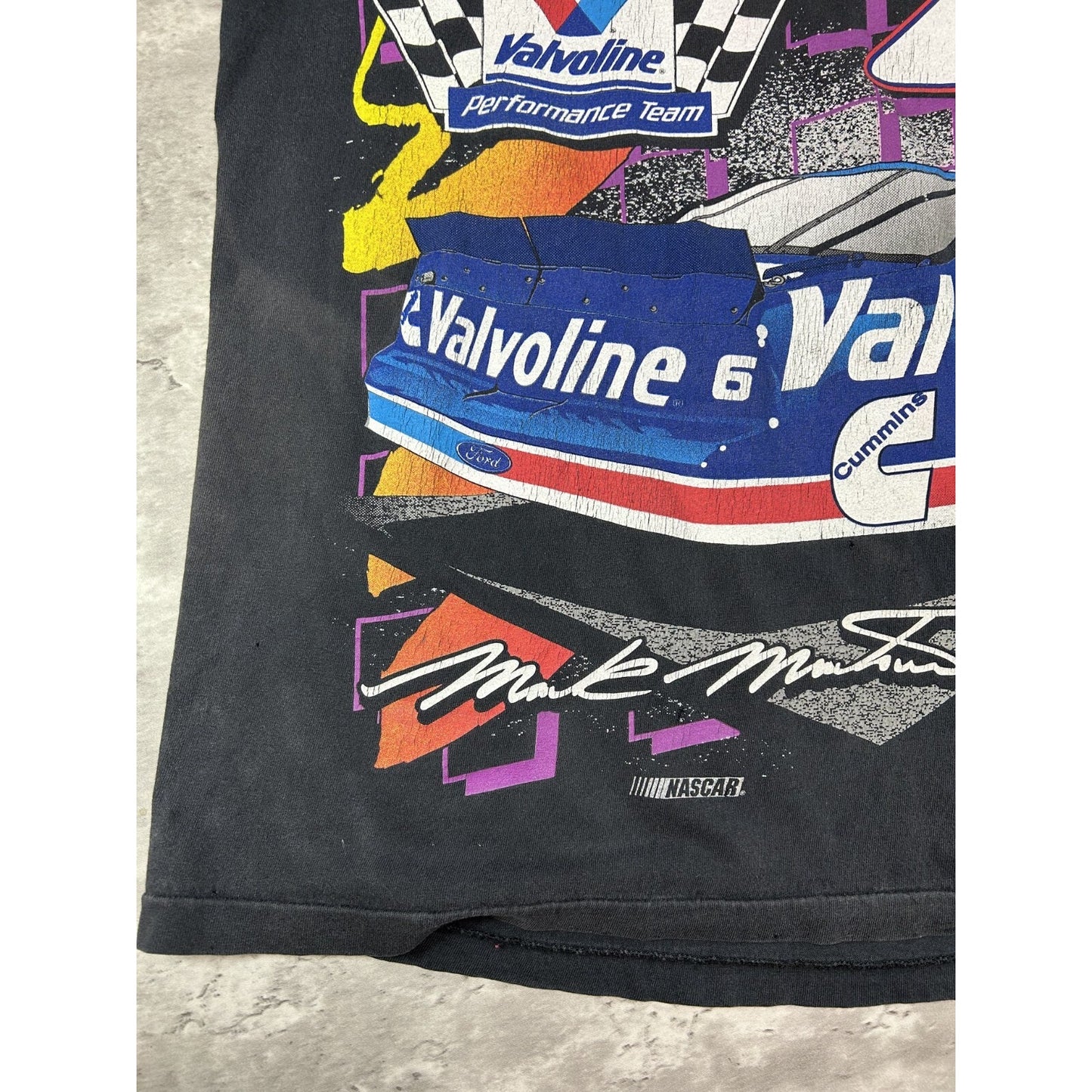 Vintage 90s Mark Martin #6 Nascar Valvoline Big Graphic Race T-Shirt Size Large