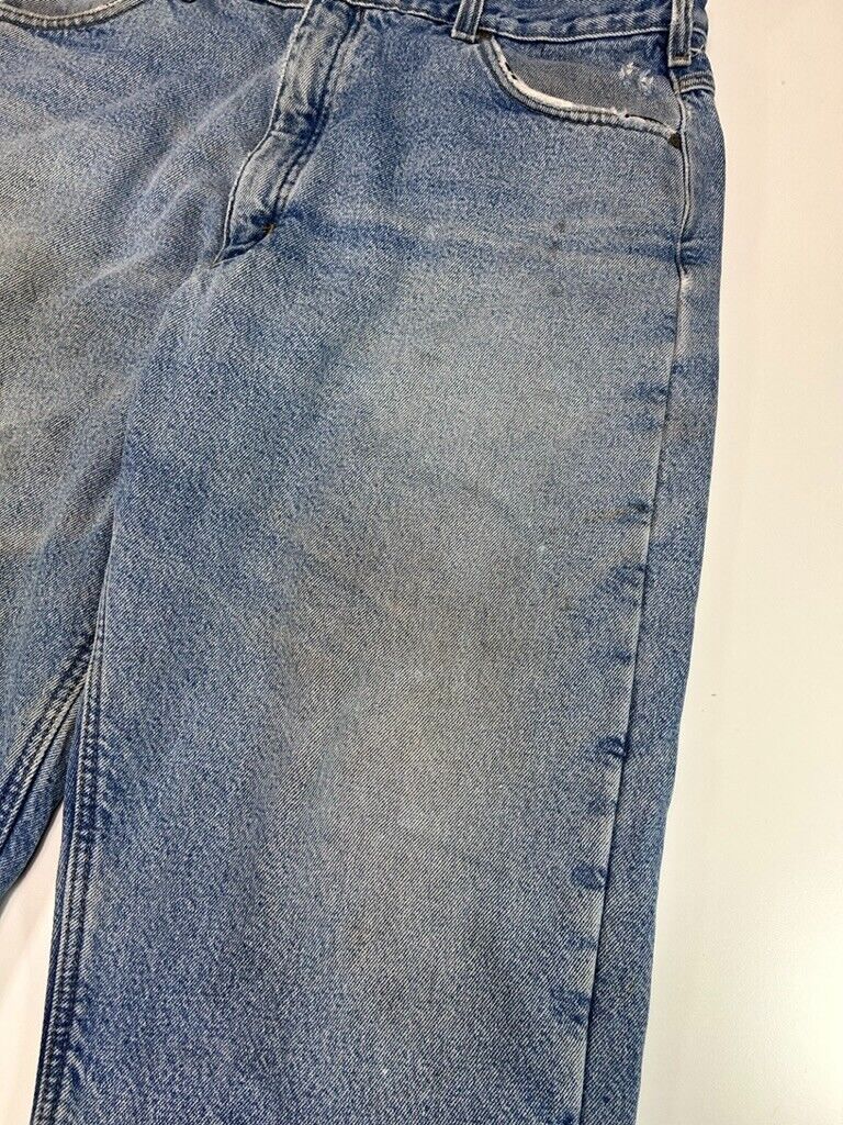 Vintage Carhartt Fleece Lined Light Wash Denin Workwear Pants Size 38