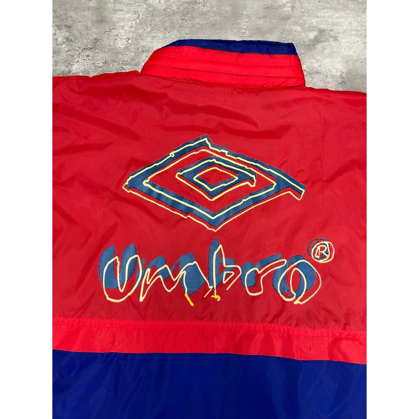 Vintage 80s/90s Umbro Graphic Spellout Nylon Windbreaker Jacket Size Large