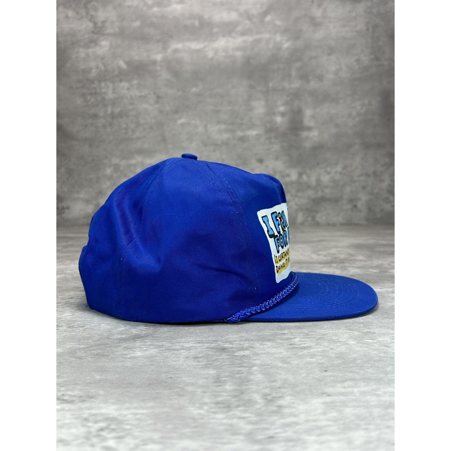 Vintage 80s I Fish For Fun Cant Be For The Fish Comedy Slogan Snapback Hat OSFA
