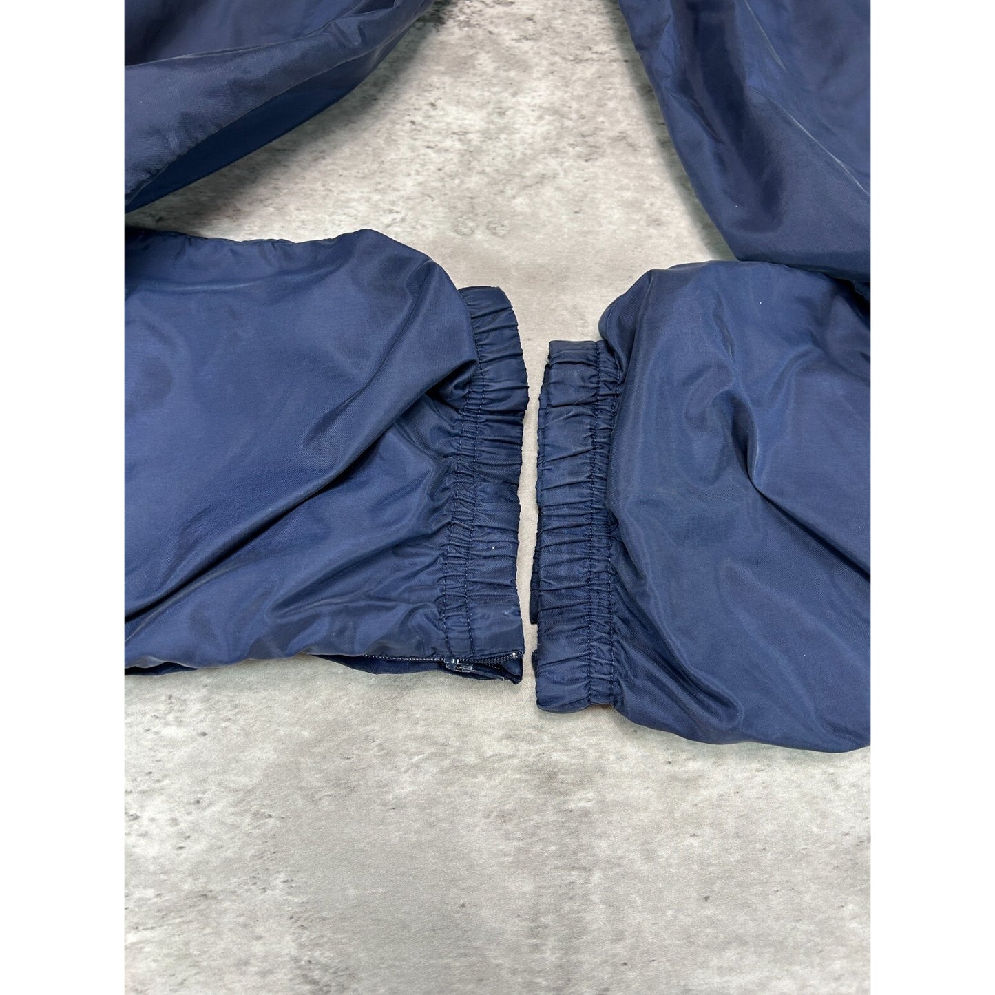 Vintage 90s Reebok Tonal Embroidered Logo Nylon Track Pants Size Medium Blue