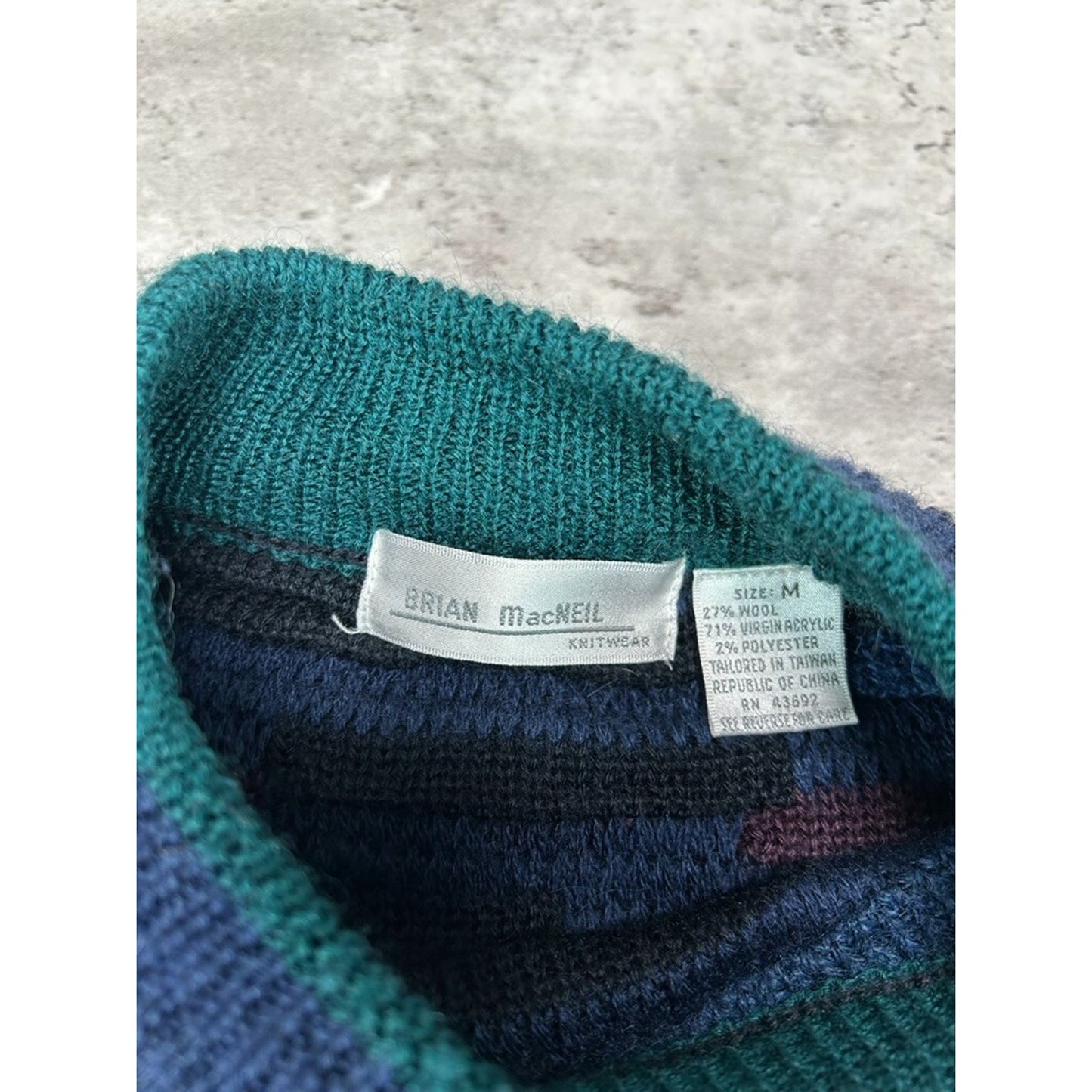 Vintage 90s Brian MacNeil 3D Striped Pullover Ribbed Knit Sweater Size Medium
