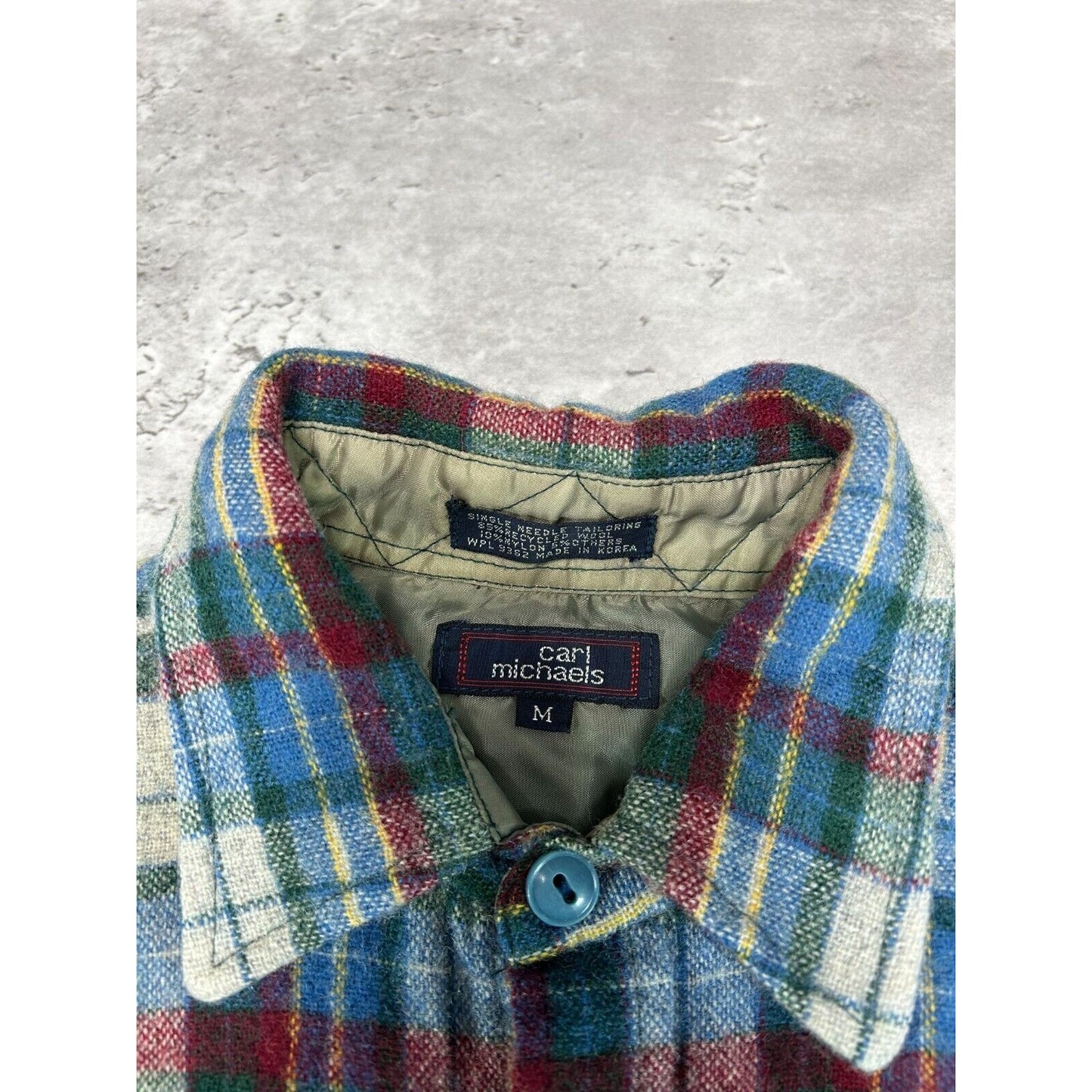 Vintage 90s Carl Michaels Plaid Long Sleeve Button Up Shirt Size Medium