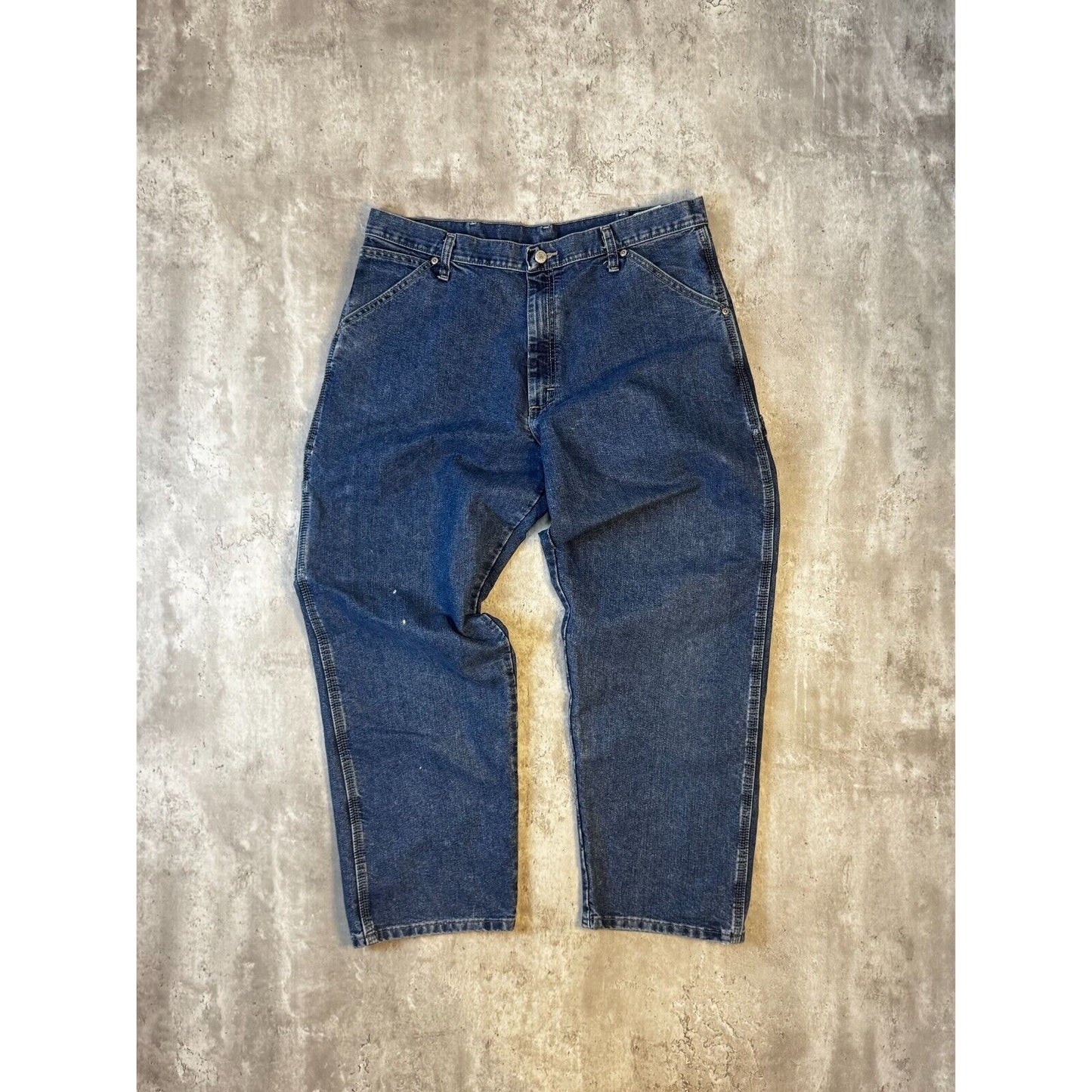 Vintage Wrangler Dark Wash Denim Workwear Carpenter Pants Size 37