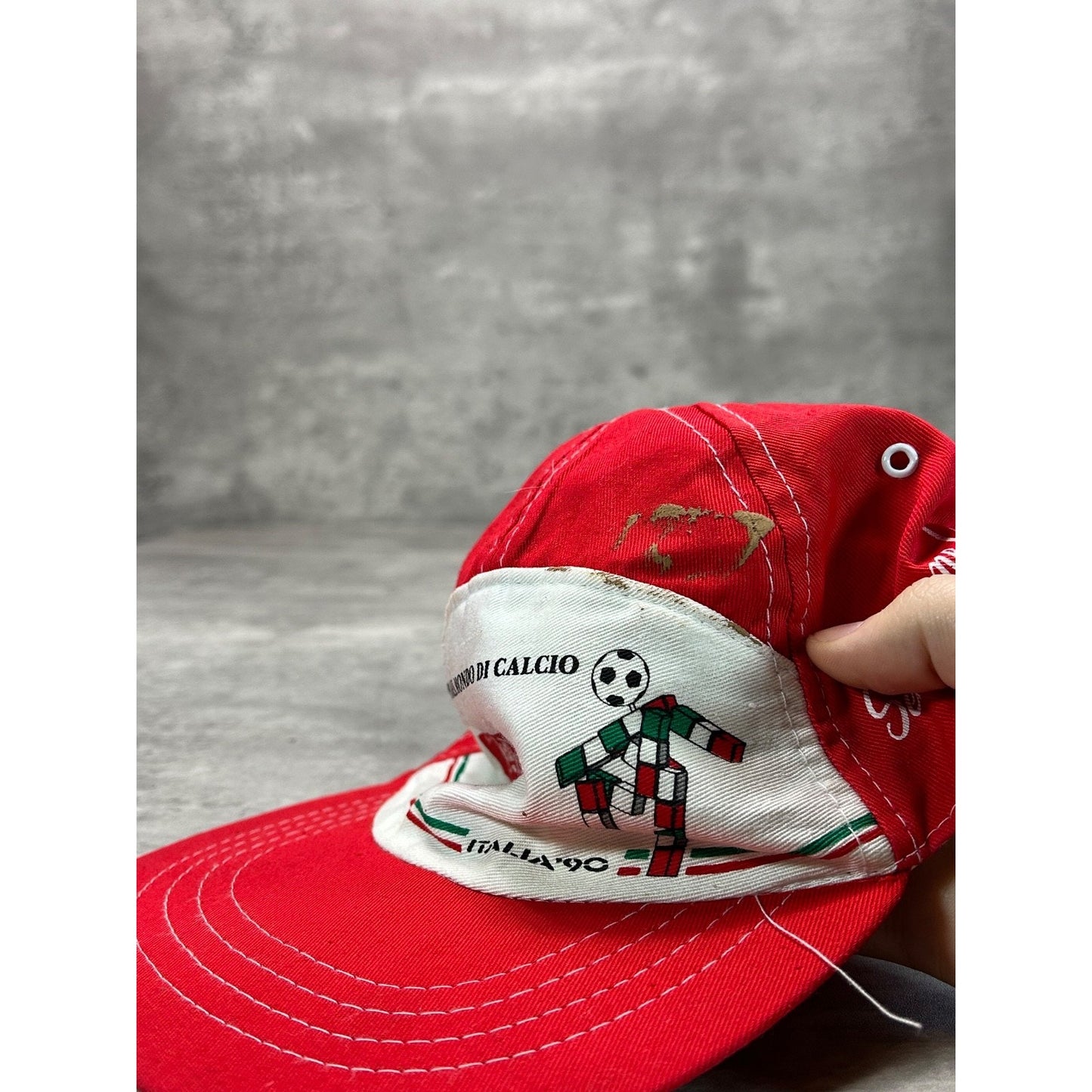 Vintage 1990 FIFA World Cup Italia 90 Coca Cola Flexfit Hat OSFA