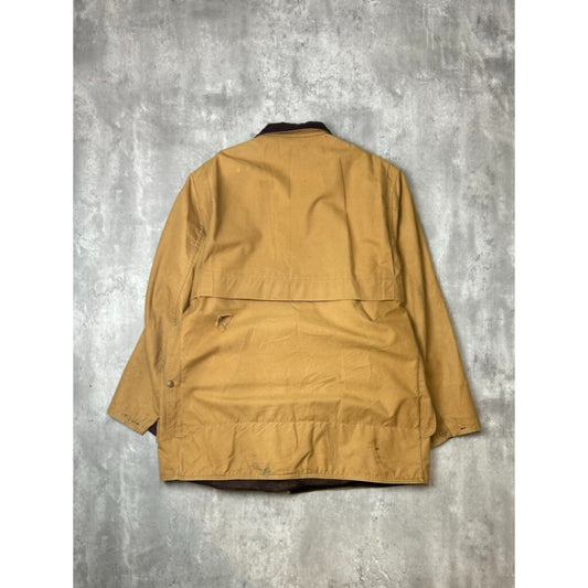 Vintage 1970s Sears Canvas Three Pocket Hunting Jacket Size XL Beige