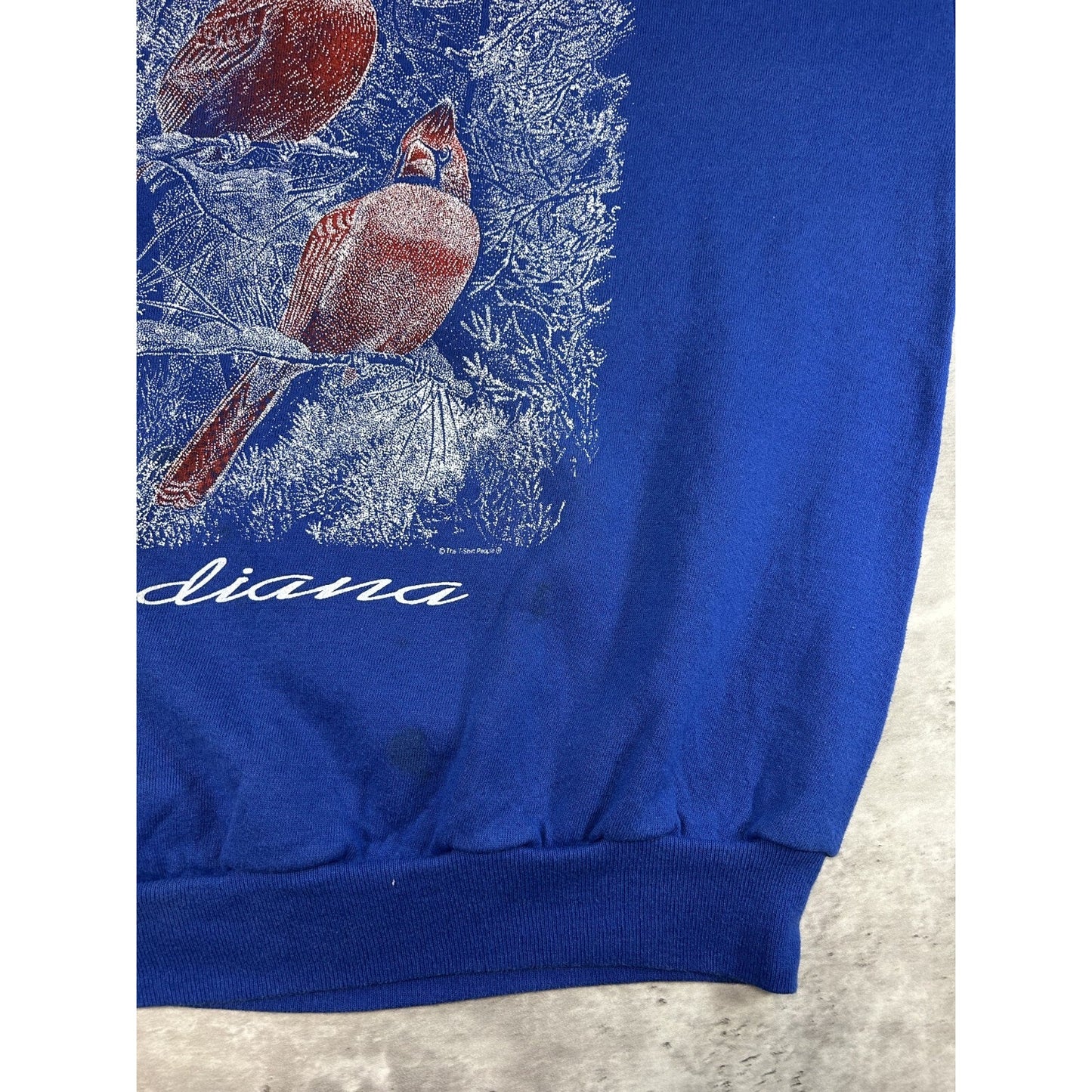 Vintage 90s Indiana Cardinal Nature Wildlife Graphic Sweatshirt Size XL Blue