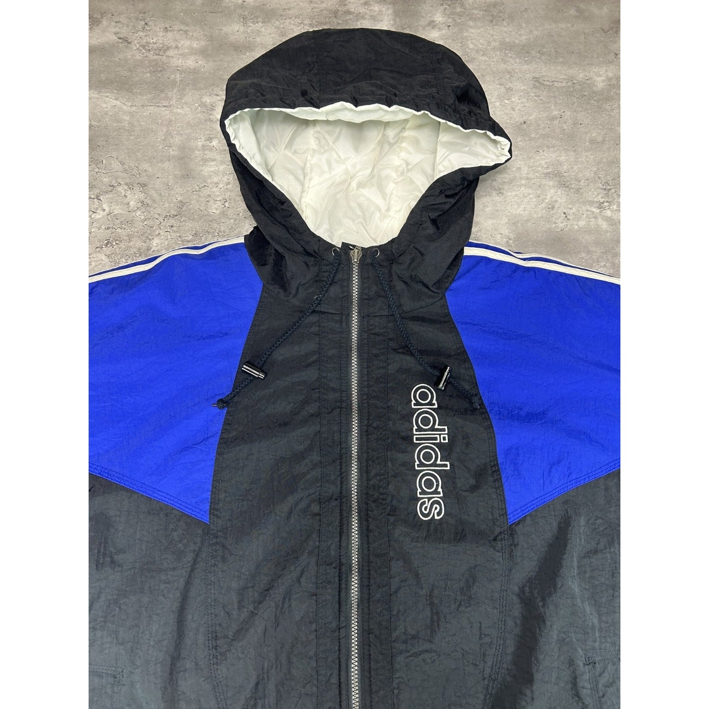 Vintage 90s Adidas Insulated Embroidered Trefoil Full Zip Nylon Jacket Sz Large