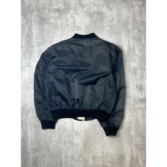 Vintage 80s Military Full Zip Pilots Bomber Jacket Size Large Black