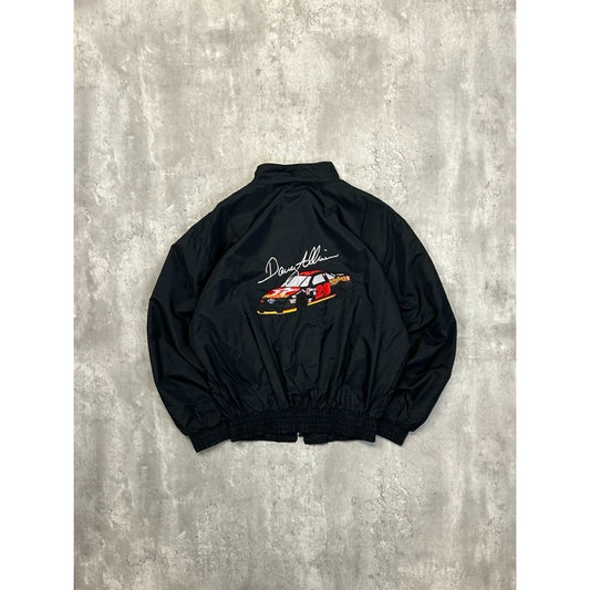 Vintage 90s Davey Allison #28 Embroidered Nascar Racing Bomber Jacket Size Large