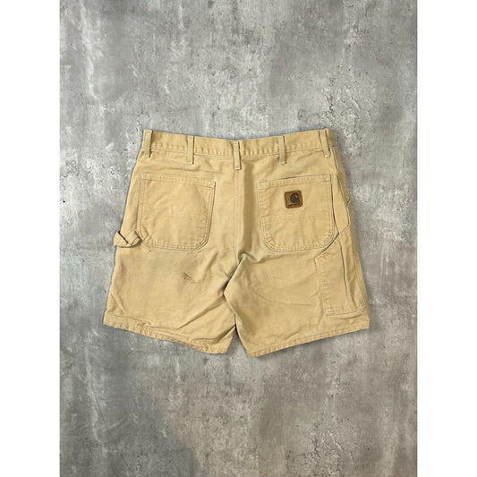 Vintage Carhartt Canvas Workwear Carpenter Shorts Size 35 Beige