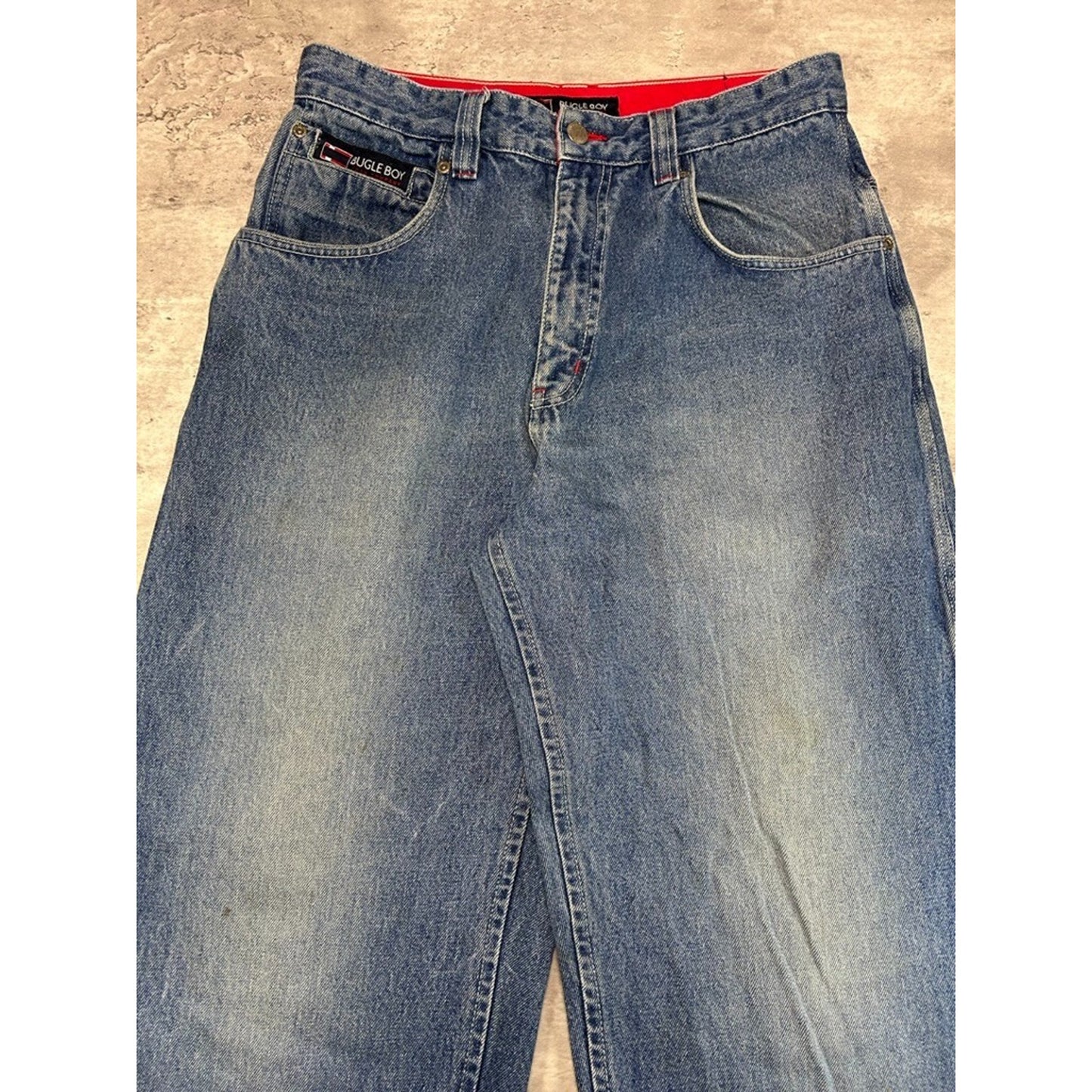 Vintage Y2K Bugle Boys Baggy Fit Medium Wash Denim Carpenter Pants Size 32 Blue