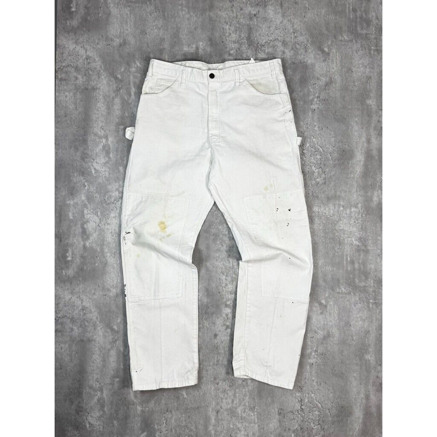 Vintage Dickies Canvas Work Wear Painters Double Knee Pants Size 36W White