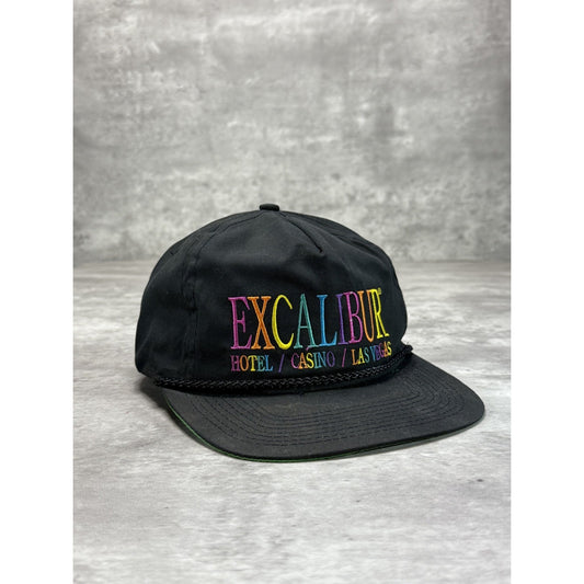 VTG 90s Excalibur Las Vegas Embroidered Spellout Destination Snapback Hat OSFA