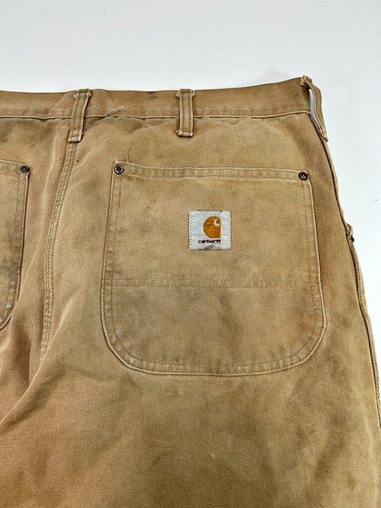 Vintage 90s Carhartt Quilted Lined Canvas Workwear Pants Size 35 Made In USA