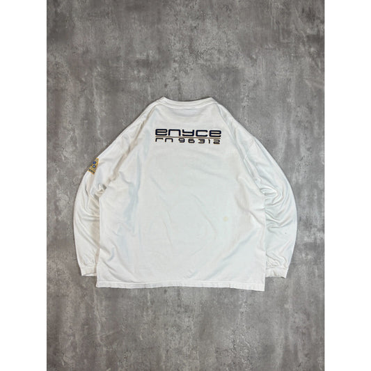 Vintage Y2K Enyce RN96312 Spellout Graphic Long Sleeve T-Shirt Size XXL White