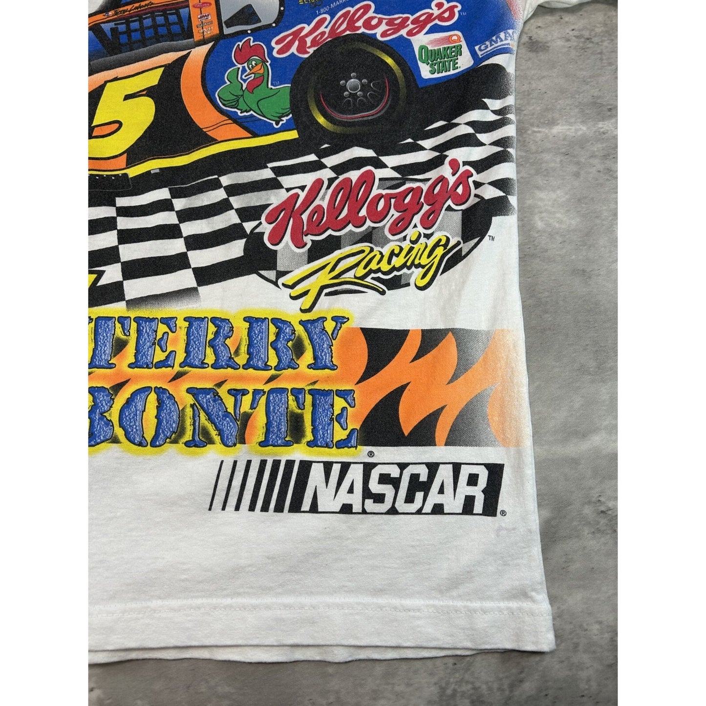 Vintage 2001 Terry Labonte #5 Kellogs Racing Nascar All Over Print T-Shirt Sz M