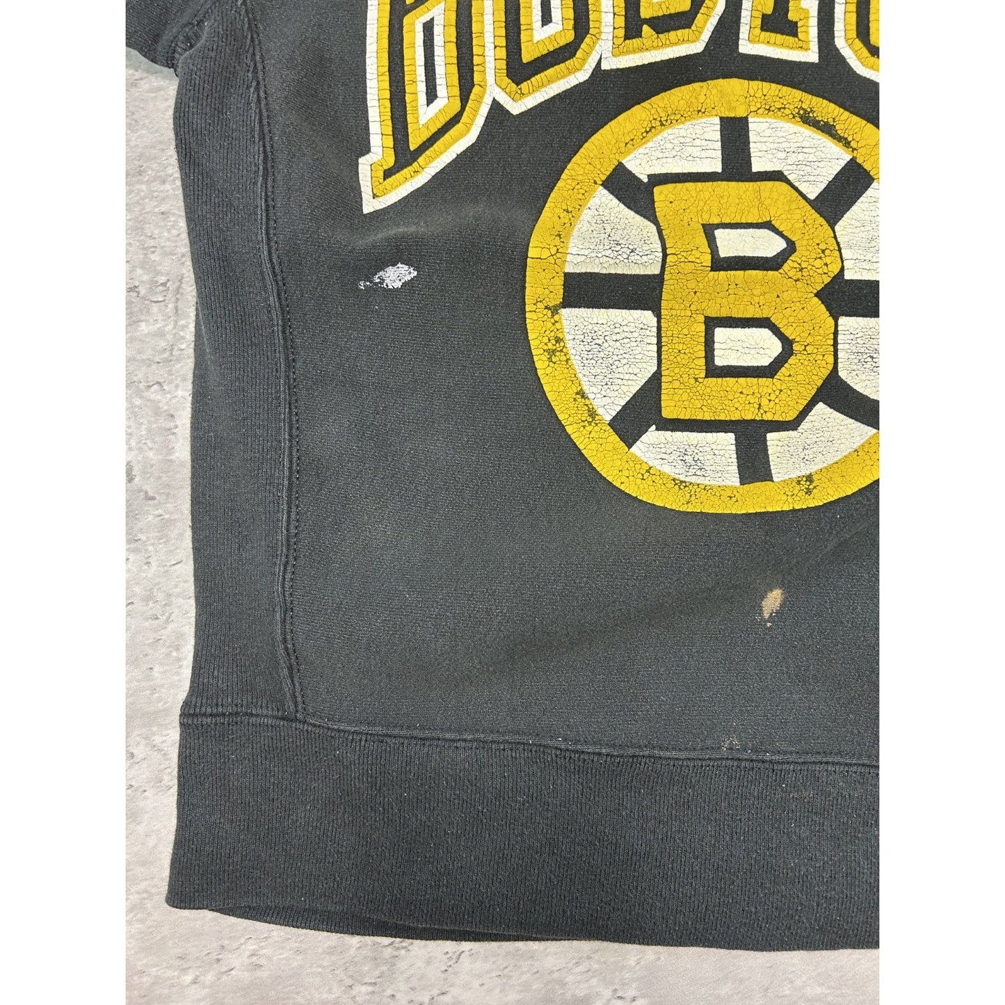 Vintage 90s Boston Bruins NHL Embroidered Spellout Logo Sweatshirt Size Small