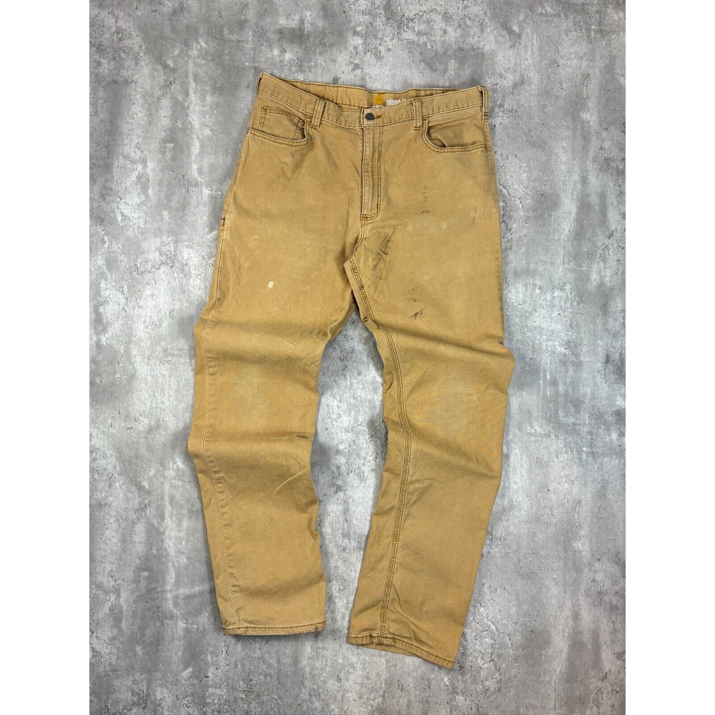 Carhartt Relaxed Canvas Work Wear Five Pocket Pants Size 36 Beige