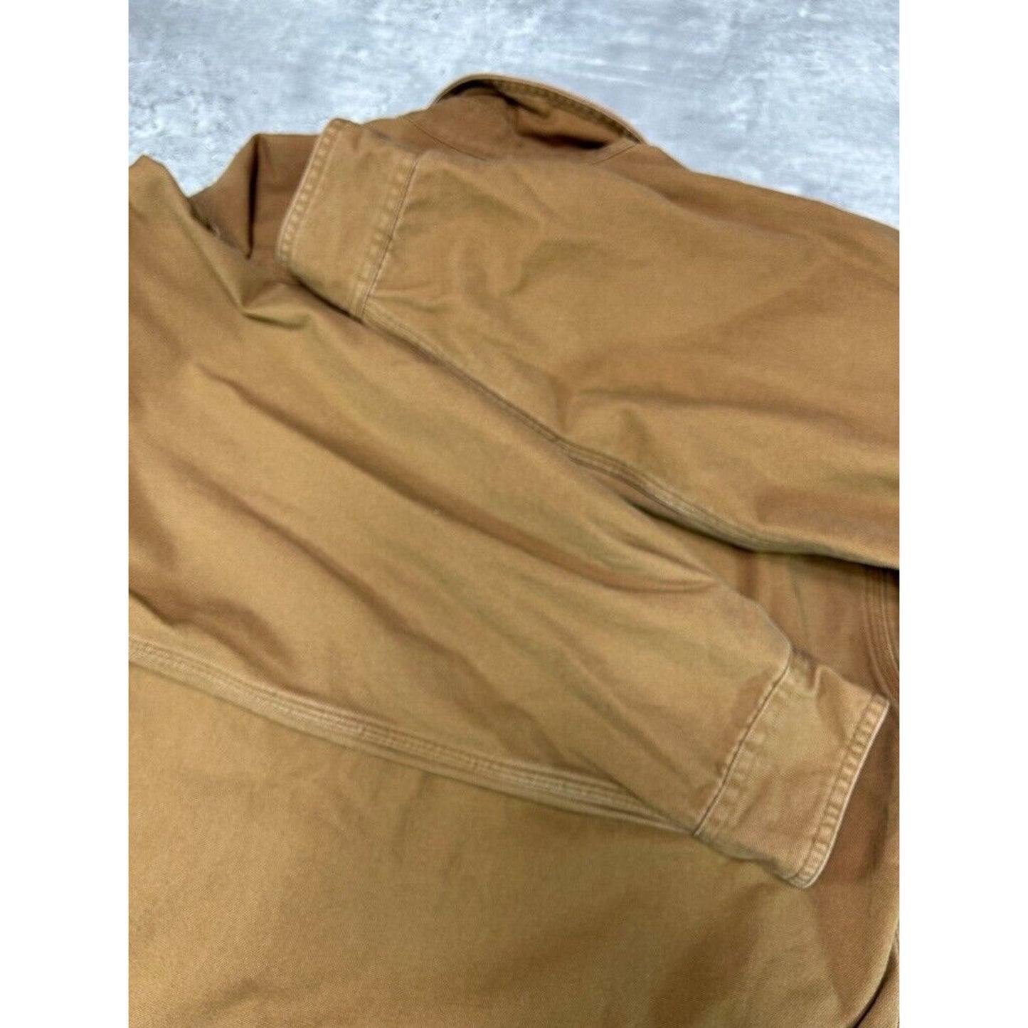 Vintage Carhartt Plaid Lined Canvas Workwear Button Up Shirt Size Medium Brown