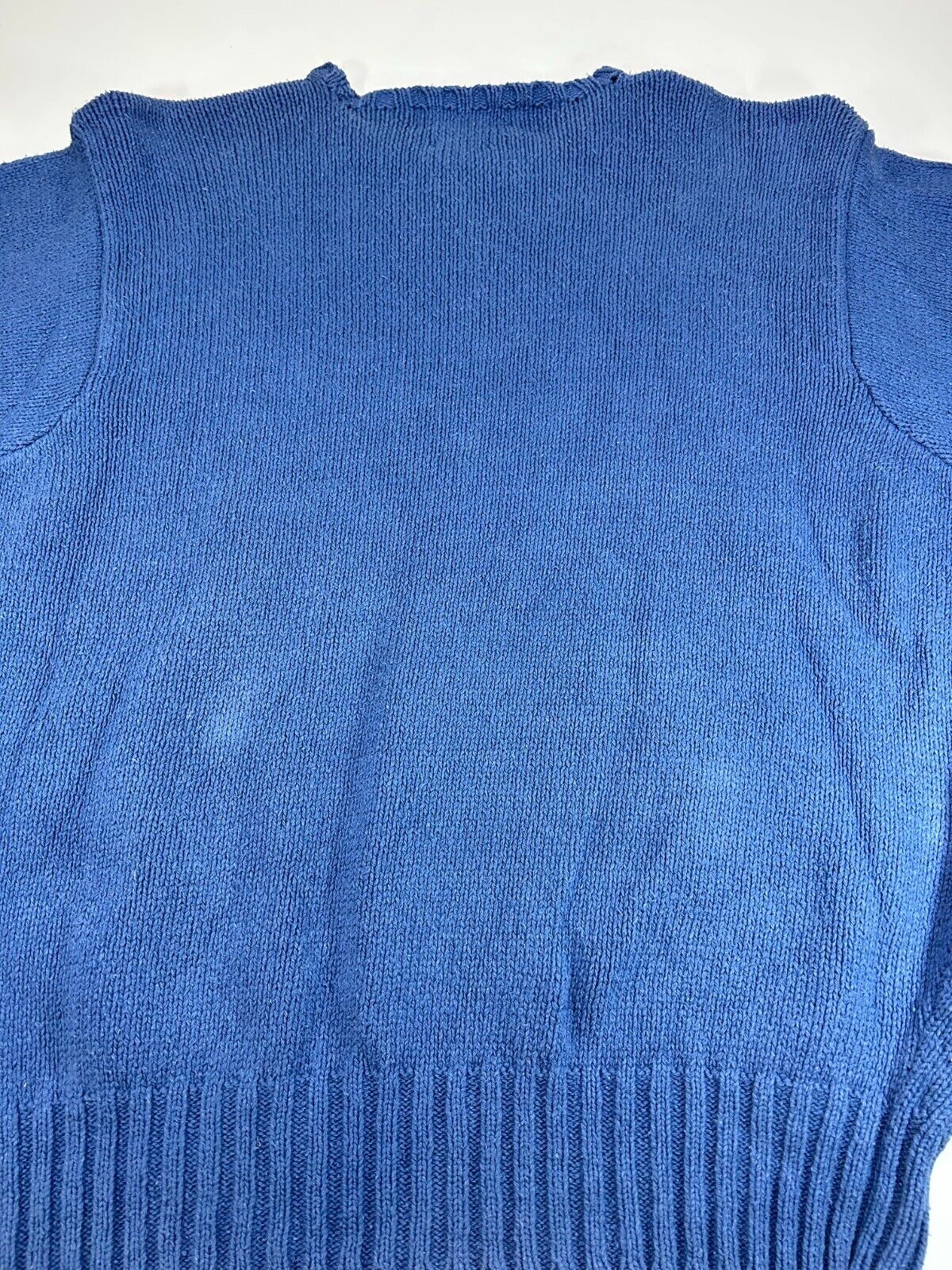 Vintage 90s Polo Ralph Lauren Embroidered Pony V Neck Knit Sweater Size XXL Blue