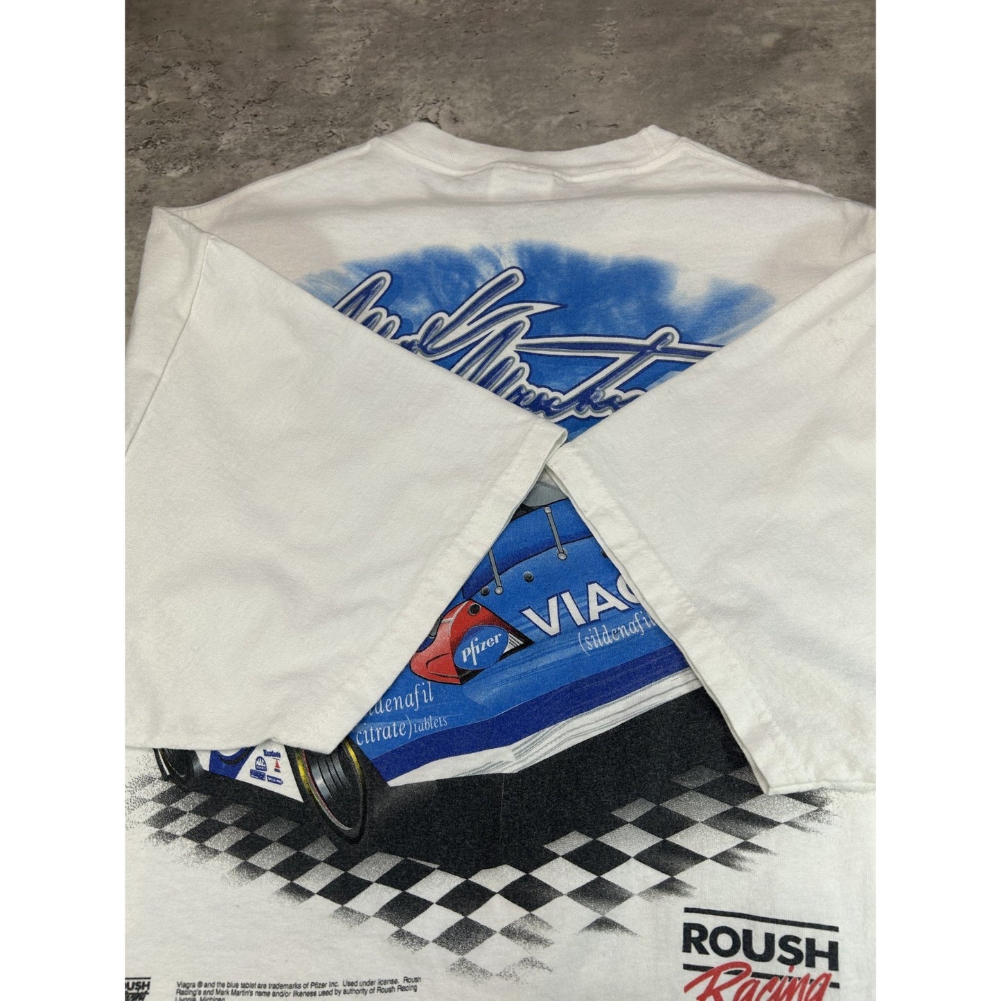 Vintage Mark Martin #6 Viagra Racing Nascar Graphic T-Shirt Size XL White