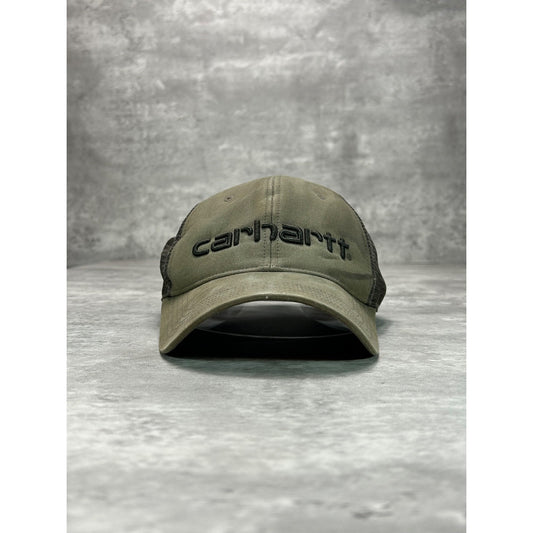 Vintage Carhartt Embroidered Spellout Workwear Trucker Snapback Hat OSFA
