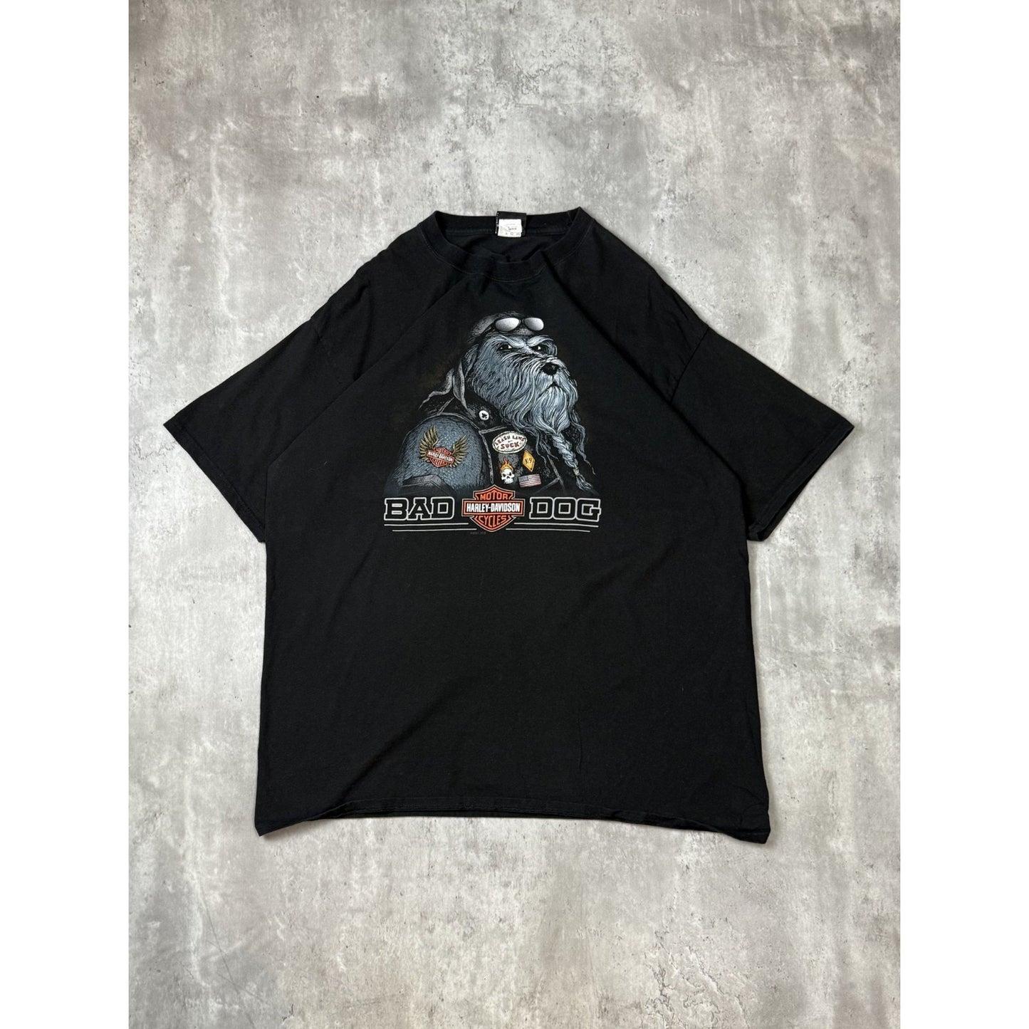 Harley Davidson Motorcycles Bad Dog Cartoon Graphic T-Shirt Size 2XL Black