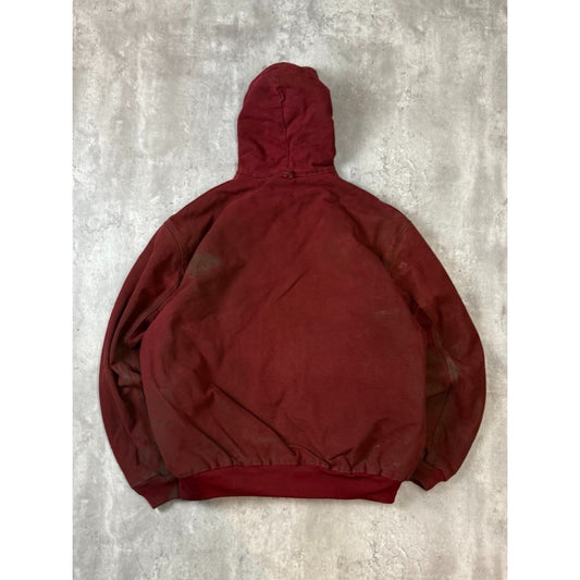 Vintage Carhartt Quilted Lined Canvas Workwear Hooded Active Jacket Size XL