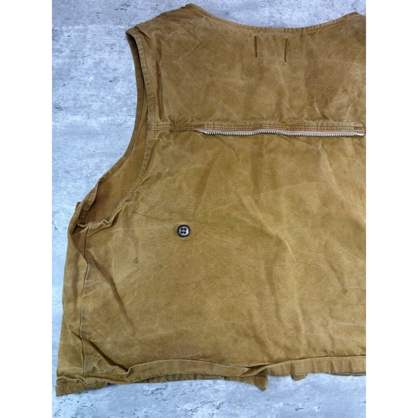 Vintage 1950s Woodsman Canvas 1/2 Plaid Lined Hunting Vest Size Large