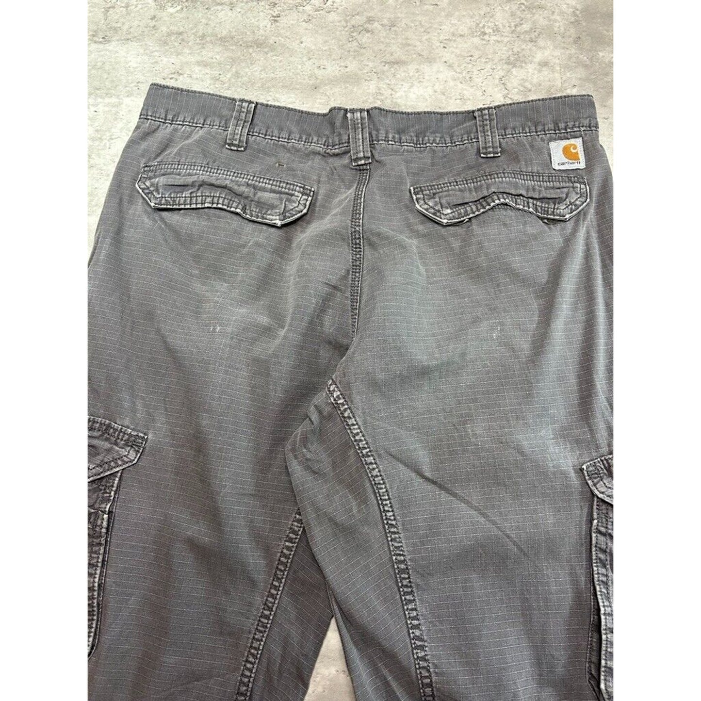 Carhartt Relaxed Fit Ripstop Workwear Cargo Carpenter Pants Size 38 Gray
