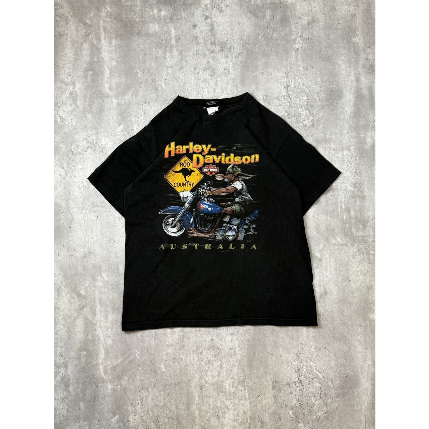 Vintage 2001 Harley Davidson Australia Kangaroo Motorcycle Graphic T-Shirt Sz L
