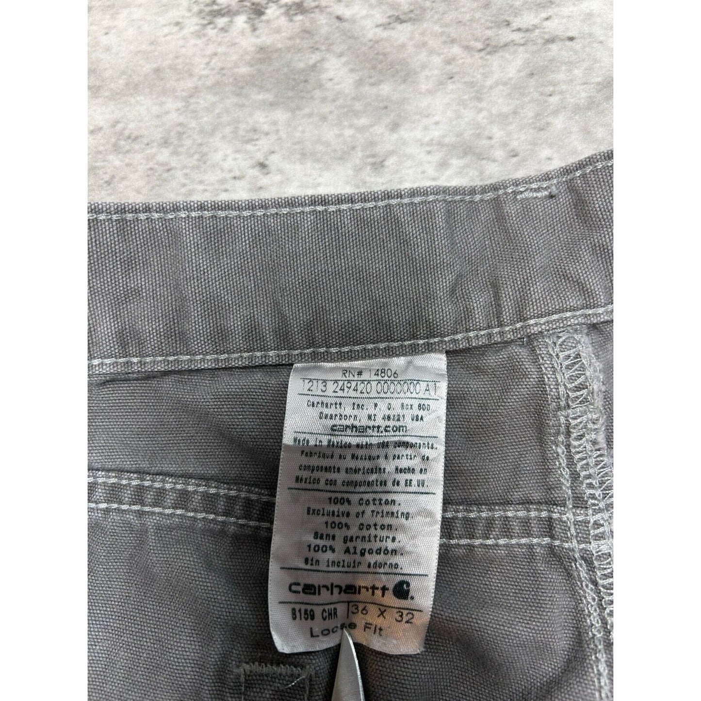Carhartt Loose Fit Canvas Workwear Carpenter Pants Size 36 Gray