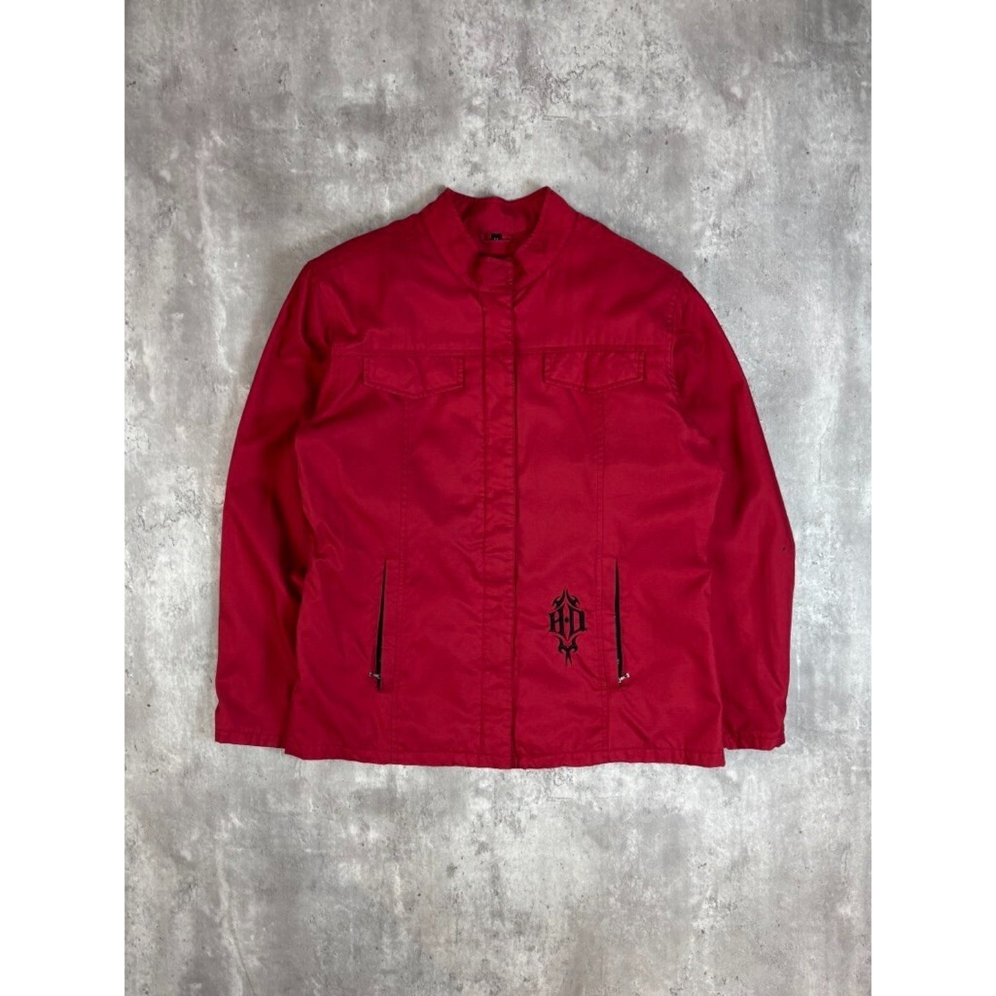Vintage Y2K Harley Davidson Embroidered Eagle Nylon Jacket Size Medium Red