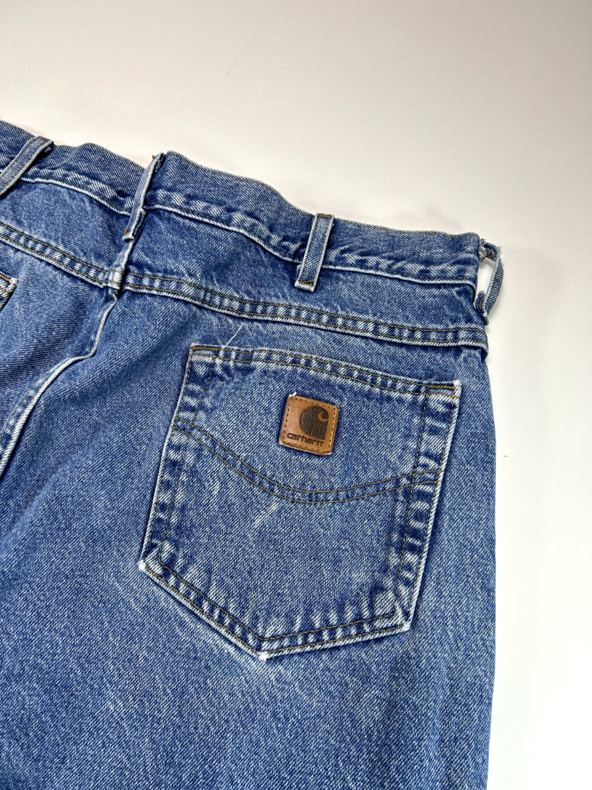 Vintage 90s Carhartt Medium Wash Denim Work Wear Pants Size 36W B17 DST
