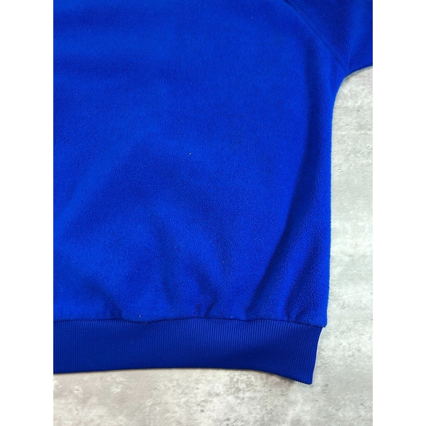 Vintage 80s Adidas Embroidered Spellout 1/4 Zip Fleece Sweatshirt Size XL Blue